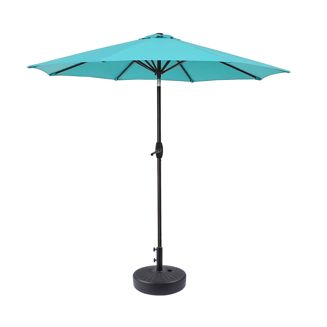 Paolo 9 ft. Patio Umbrella with Black Round Weight Base Kit