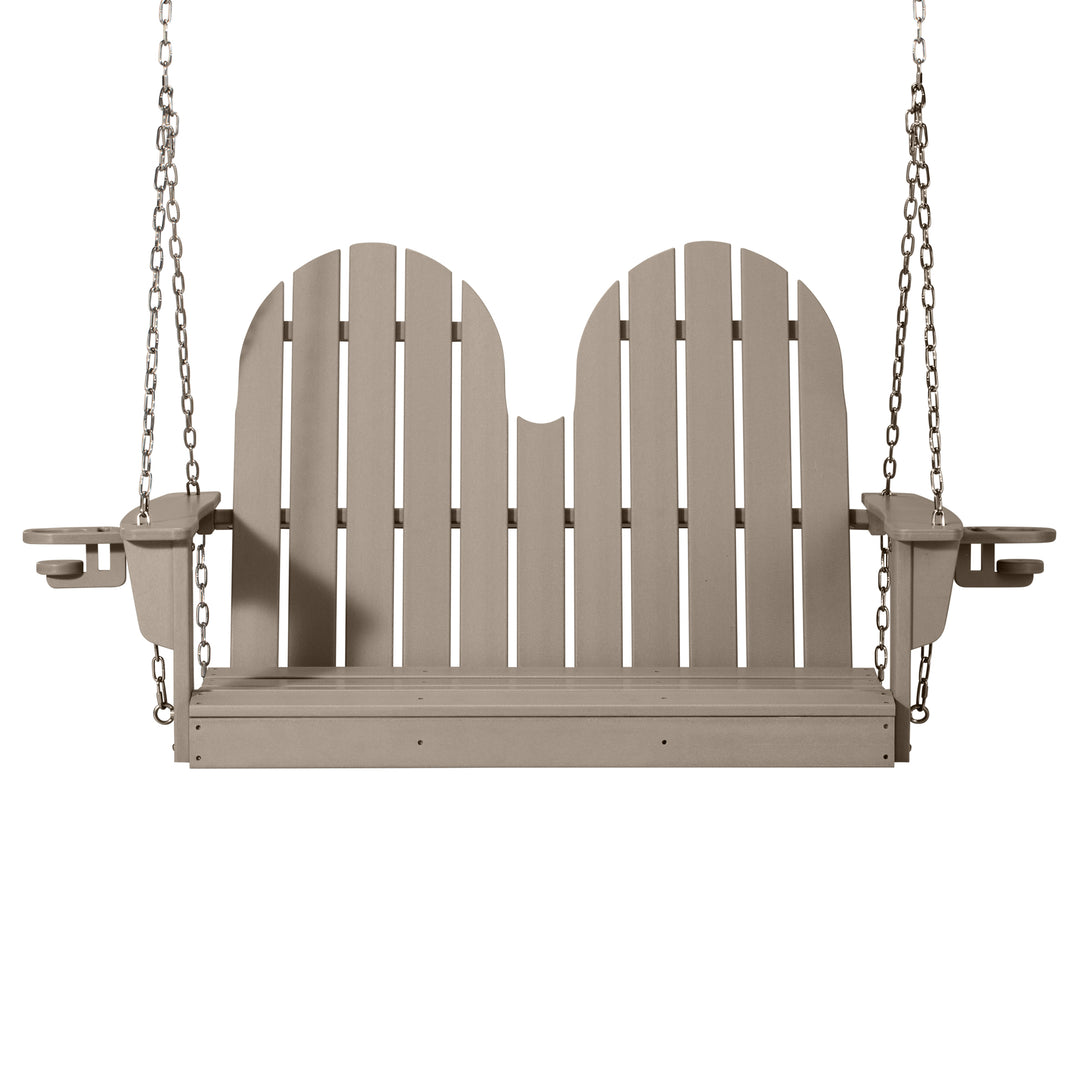 St. Augustine 4ft Outdoor HDPE Poly Farmhouse Hanging Porch Swing With Cup Holders