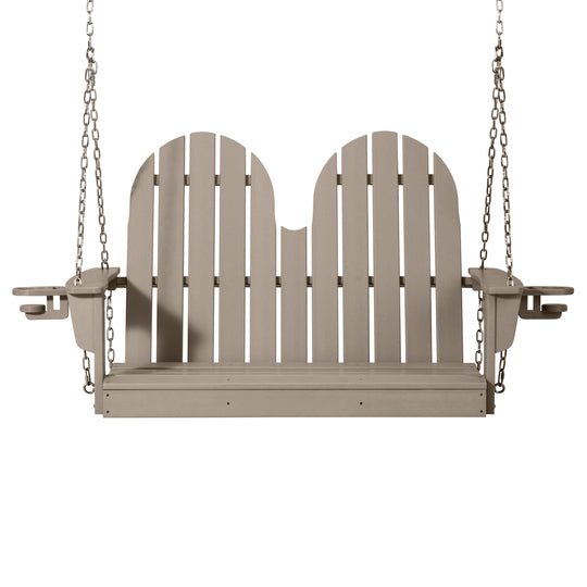 St. Augustine 4ft Outdoor HDPE Poly Farmhouse Hanging Porch Swing With Cup Holders