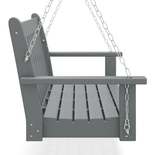 Malibu Outdoor Patio HDPE Hanging Front Porch Swing Bench