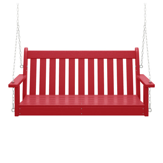 Malibu Outdoor Patio HDPE Hanging Front Porch Swing Bench