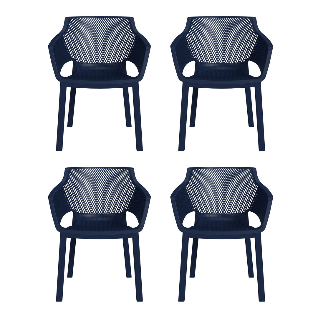 Playa Outdoor Modern Stackable Plastic Resin Patio Dining Armchair (Set of 4)