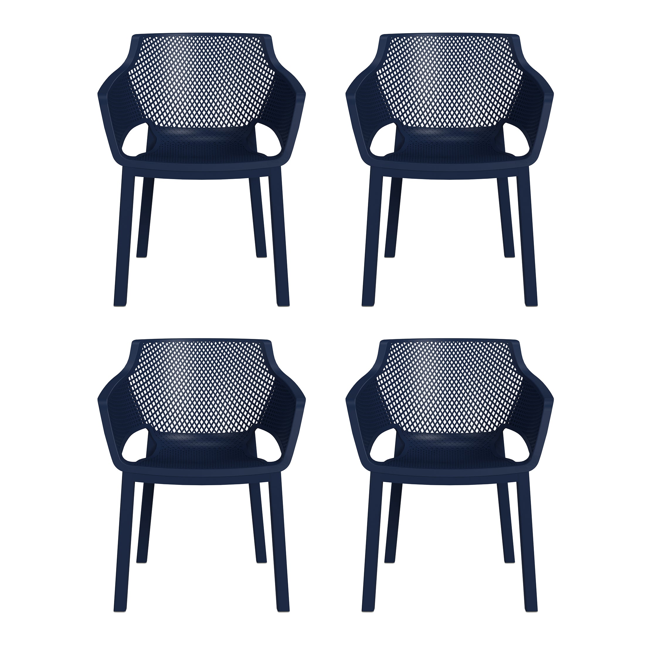 Playa Outdoor Modern Stackable Plastic Resin Patio Dining Armchair (Set of 4)