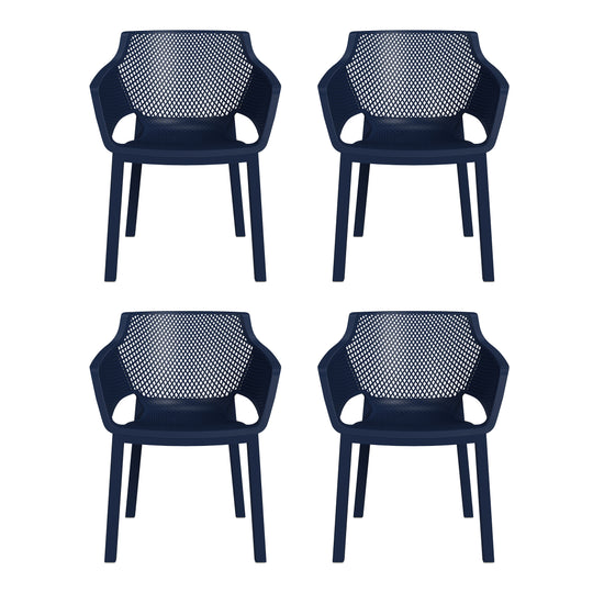 Playa Outdoor Modern Stackable Plastic Resin Patio Dining Armchair (Set of 4)