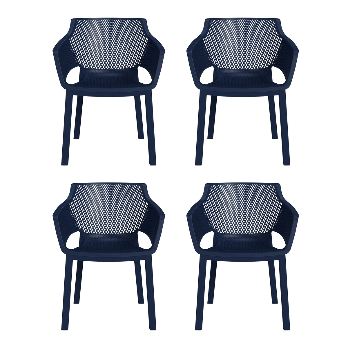 Playa Outdoor Modern Stackable Plastic Resin Patio Dining Armchair (Set of 4)
