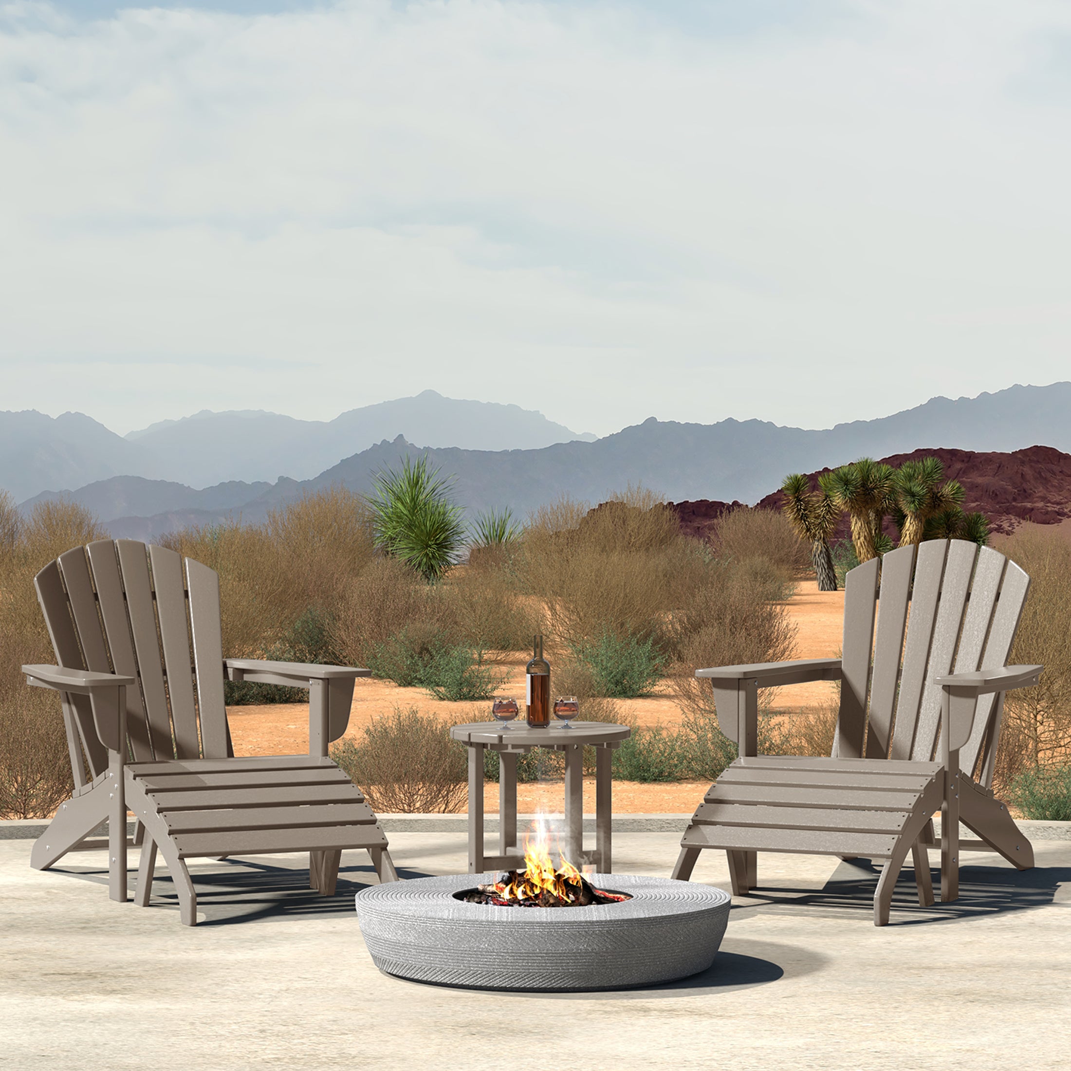 Dylan Outdoor Adirondack Chair With Ottoman And Side Table 5-Piece Set