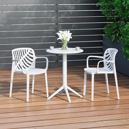 Playa 3-Piece Outdoor Resin Patio Bistro Table Set with Stackable Patio Dining Side Chairs For 2