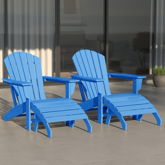 Dylan Outdoor Adirondack Chair With Ottoman 4-Piece Set