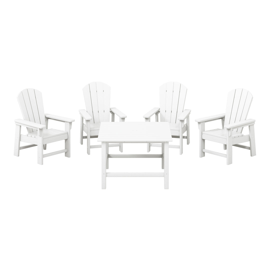 Malibu Kids 5-Piece HDPE Outdoor Square Patio Dining Table and Chairs Set