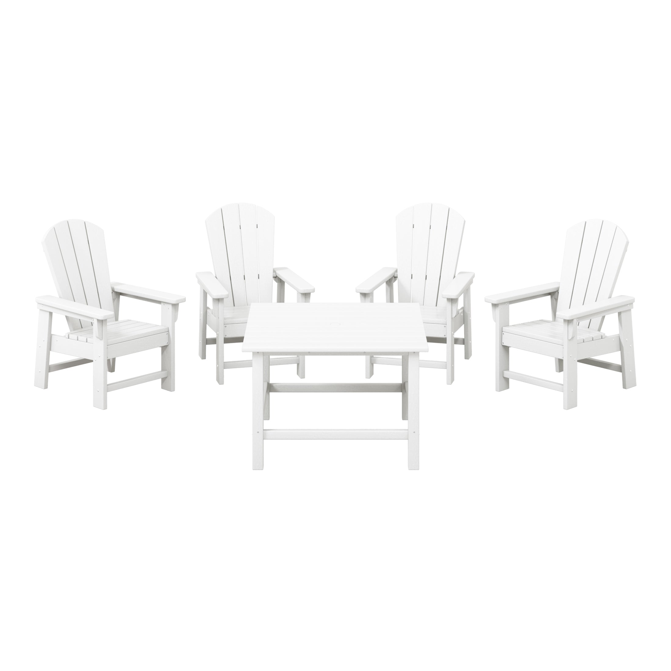 Malibu Kids 5-Piece HDPE Outdoor Square Patio Dining Table and Chairs Set