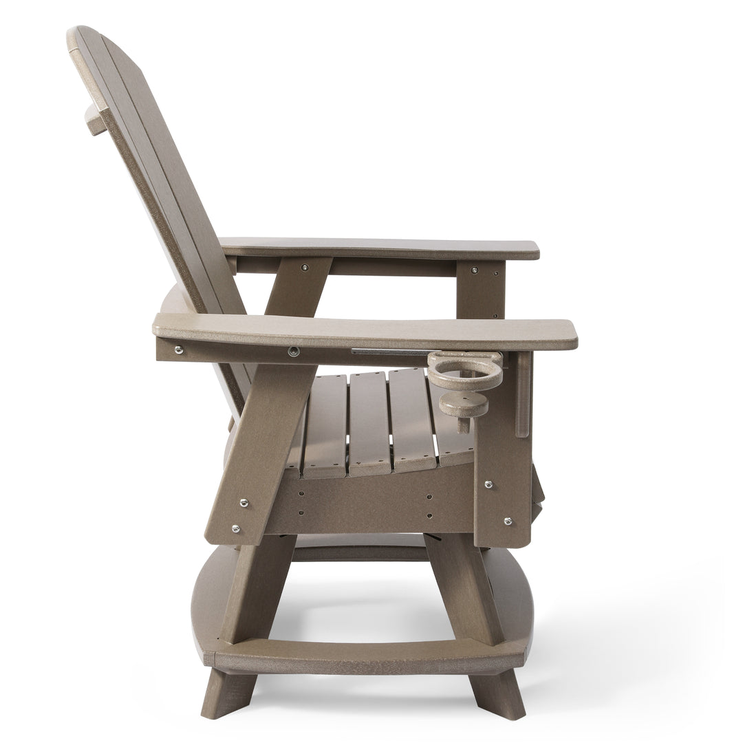 Malibu Outdoor HDPE Swivel Adirondack Patio Dining Chair With Cup Holder