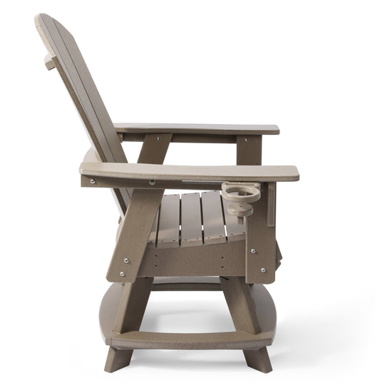 Malibu Outdoor HDPE Swivel Adirondack Patio Dining Chair With Cup Holder