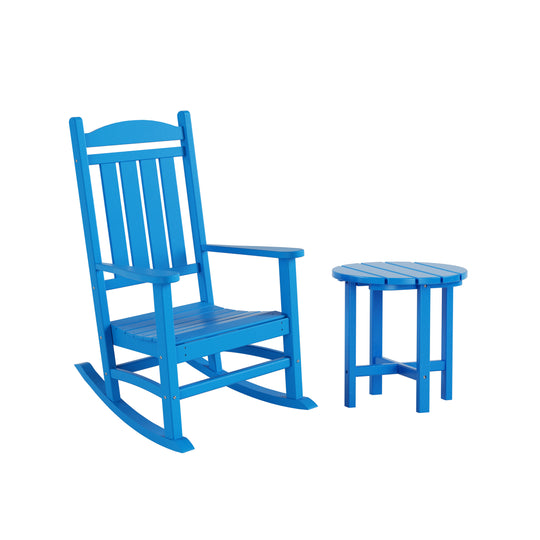 Malibu Outdoor Patio Porch Rocking Chair with Side Table Set