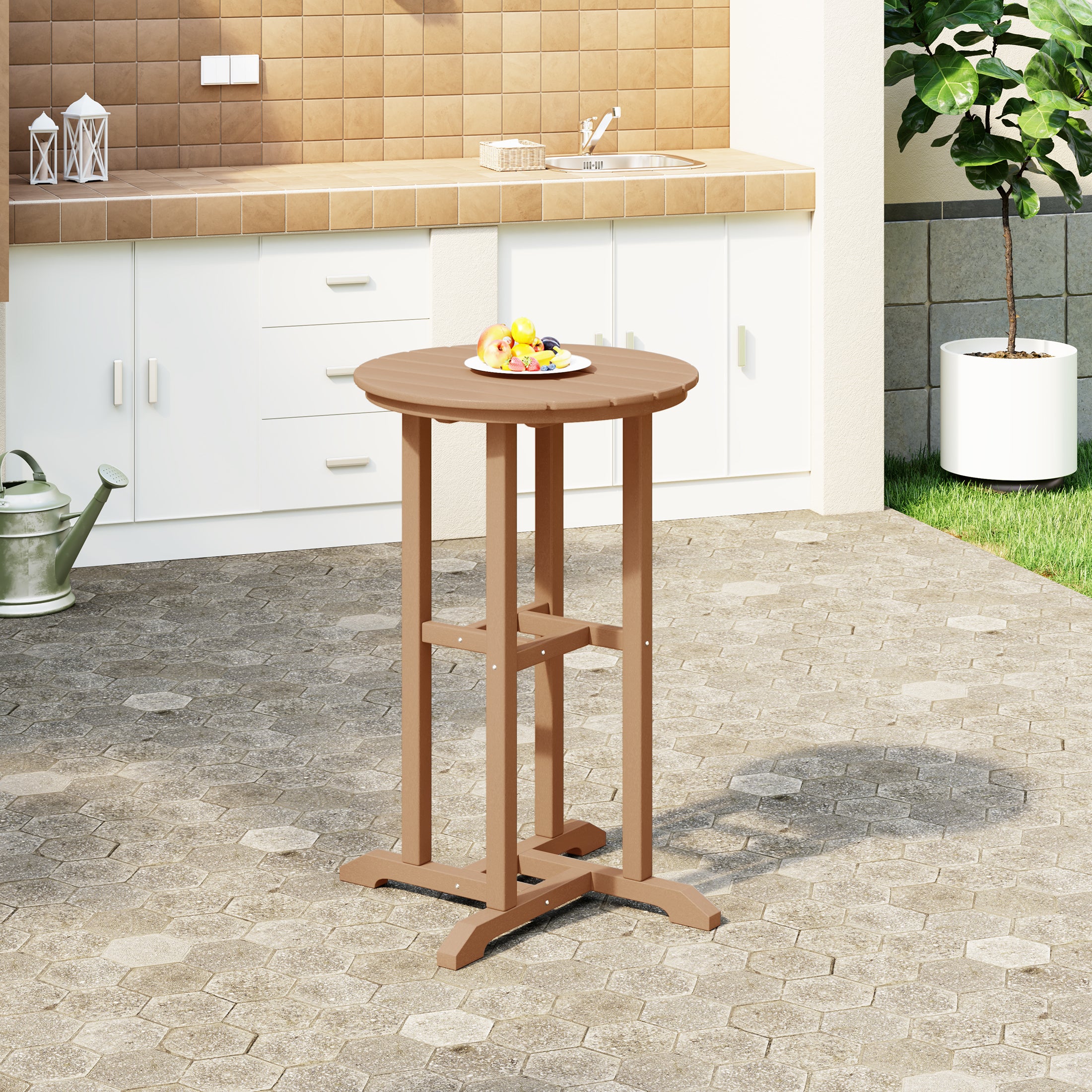 Malibu 37" Counter Height Round Outdoor Patio Bistro Bar Table