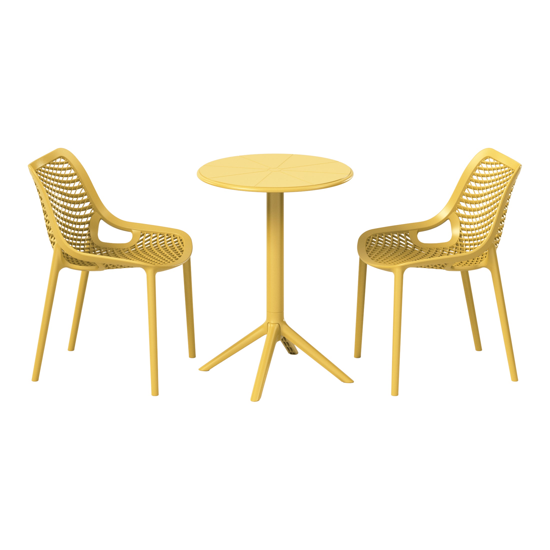 Playa 3-Piece Outdoor Resin Patio Bistro Set with Stackable Patio Dining Side Chairs