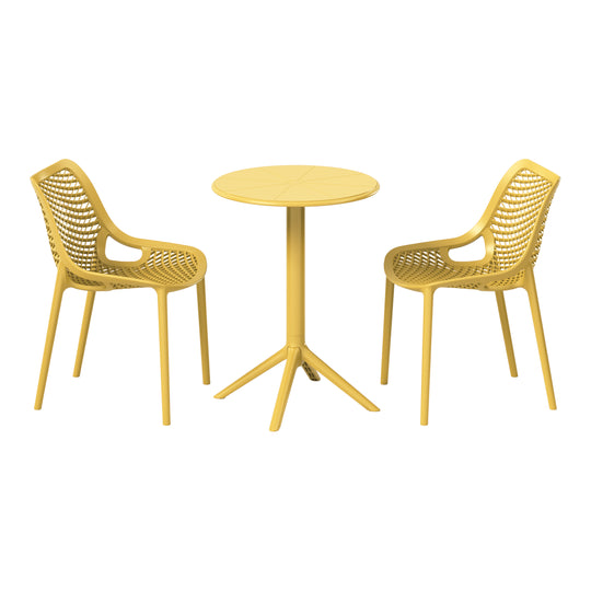 Playa 3-Piece Outdoor Resin Patio Bistro Set with Stackable Patio Dining Side Chairs