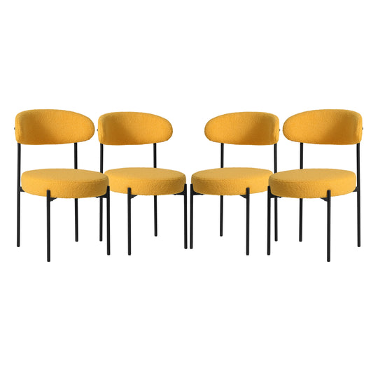 Alexandria Mid-Century Modern Upholstered Sherpa Round Dining Chairs (Set of 4)