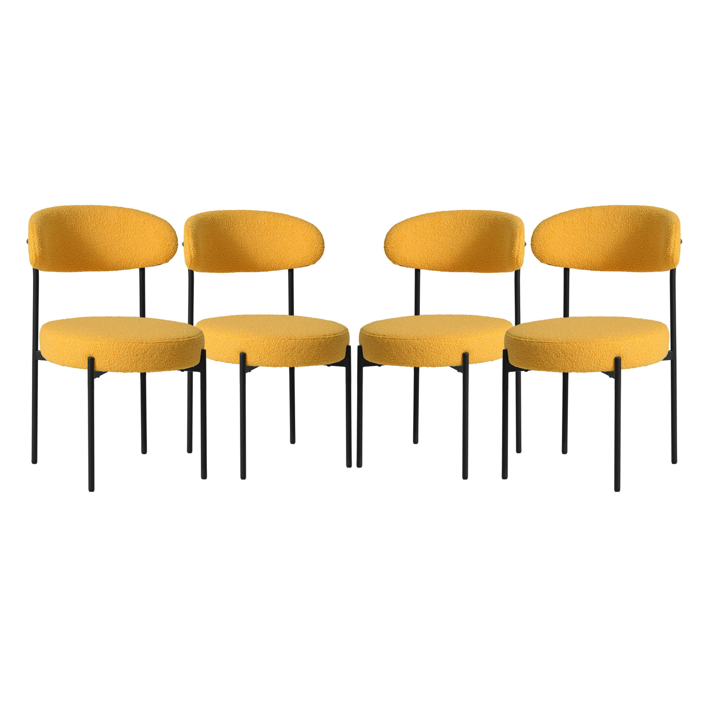 Alexandria Mid-Century Modern Upholstered Sherpa Round Dining Chairs (Set of 4)