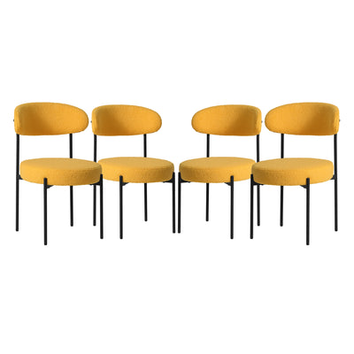 Alexandria Mid-Century Modern Upholstered Sherpa Round Dining Chairs (Set of 4)