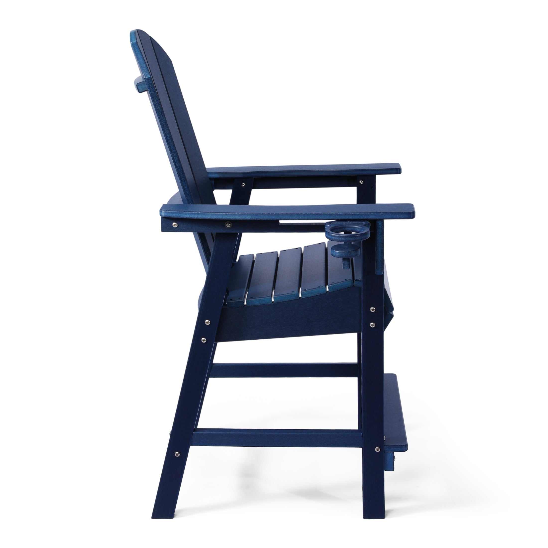 Malibu Outdoor HDPE  Tall Adirondack Counter Height Bar Chair With Cup Holder