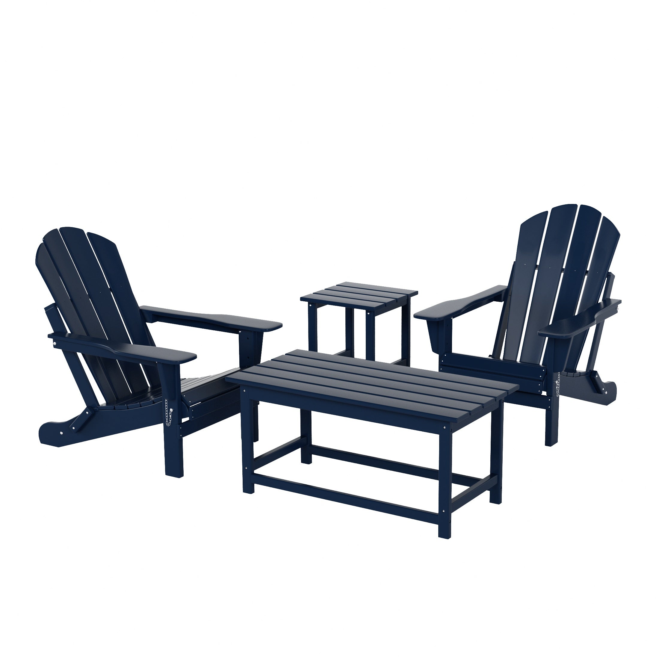 Malibu 4-Piece set Outdoor / Patio Poly Adirondack chairs with a Coffee and a side table ( 2 seater )