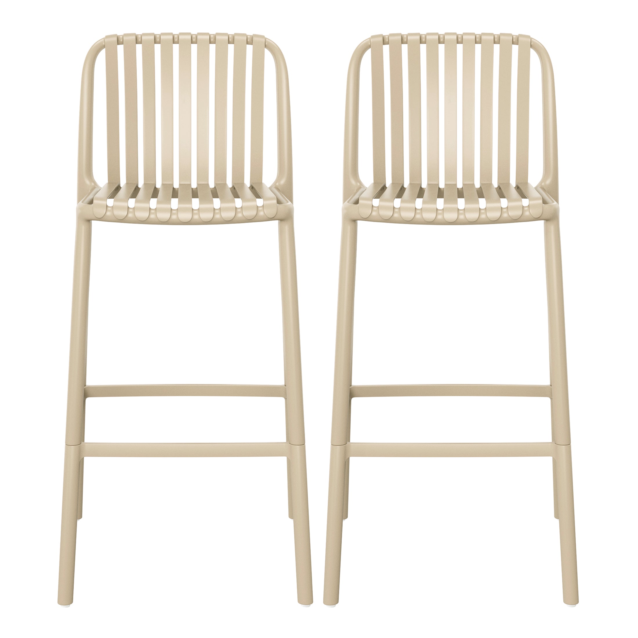 Playa 29.5" Outdoor Modern Polypropylene Plastic Patio Bar Height Stools (Set of 2)
