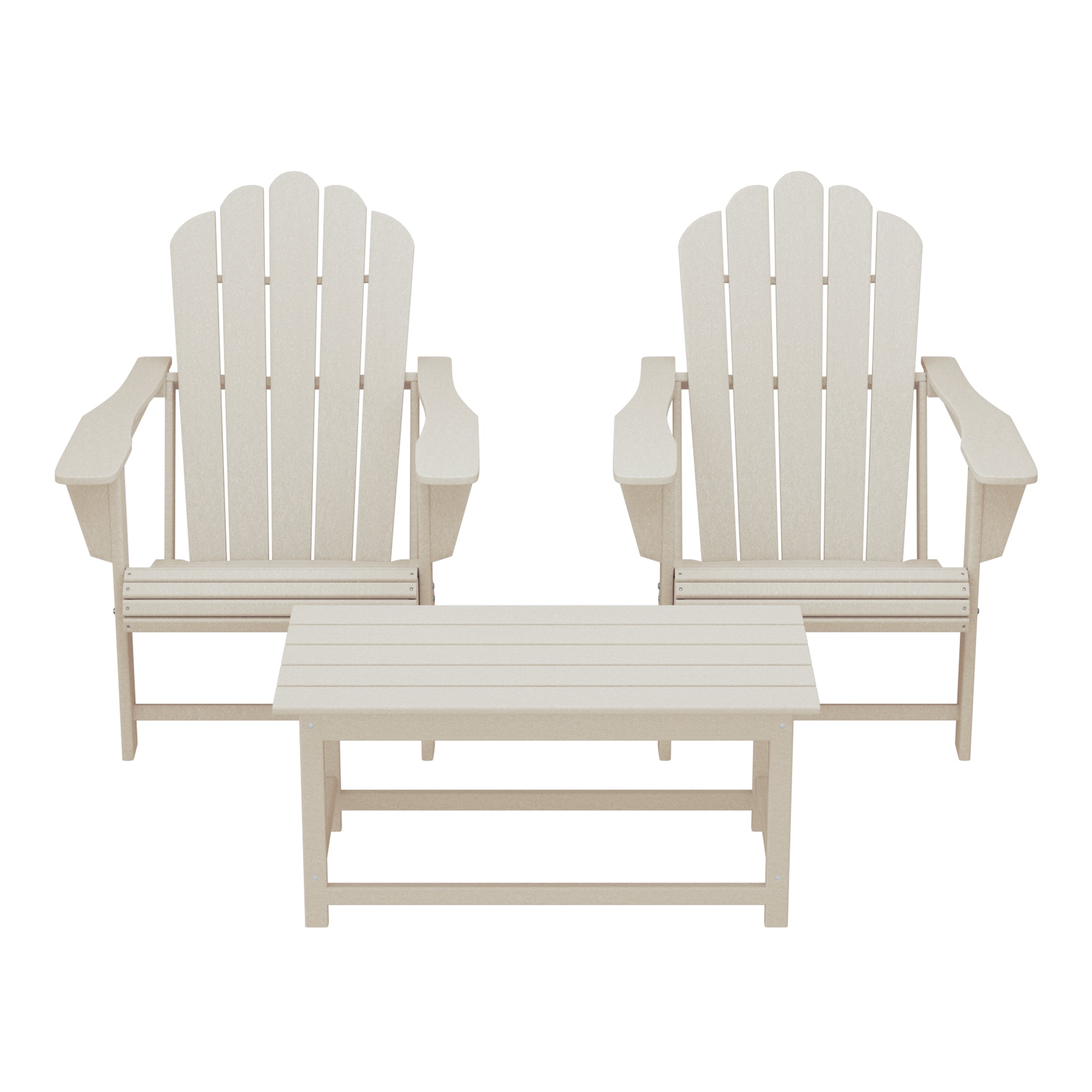 Highland 3-Piece Adirondack Chairs with Cup Holders and Coffee Table Set