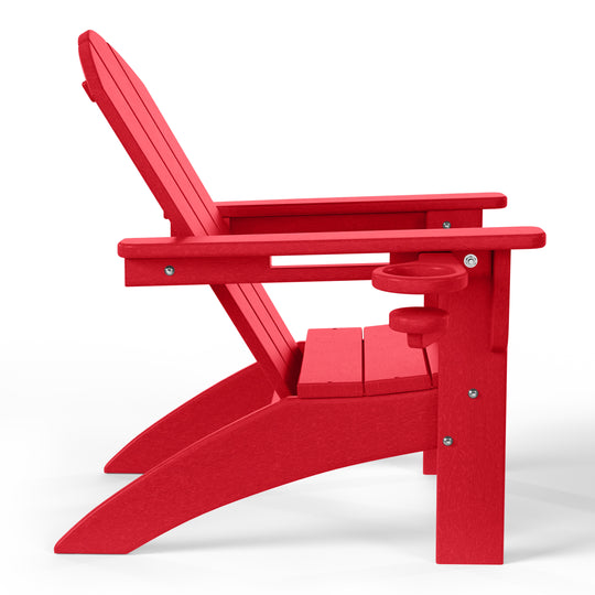 Malibu 3-Piece Kids HDPE Adirondack Chairs Set with Square Side Table and Cup Holders