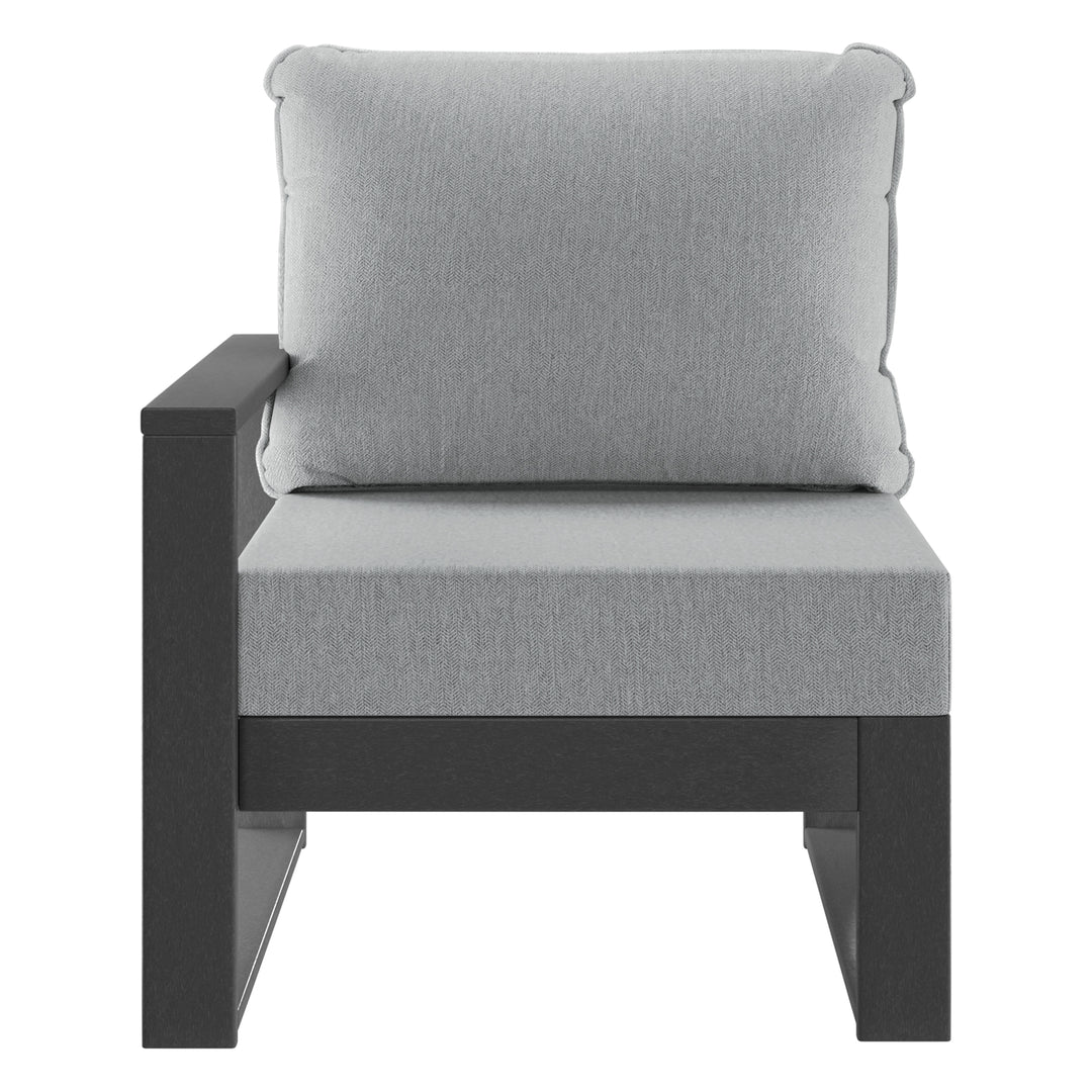 Outdoor HDPE Left Arm Sectional Patio Corner Club Chair with Patio Cushions