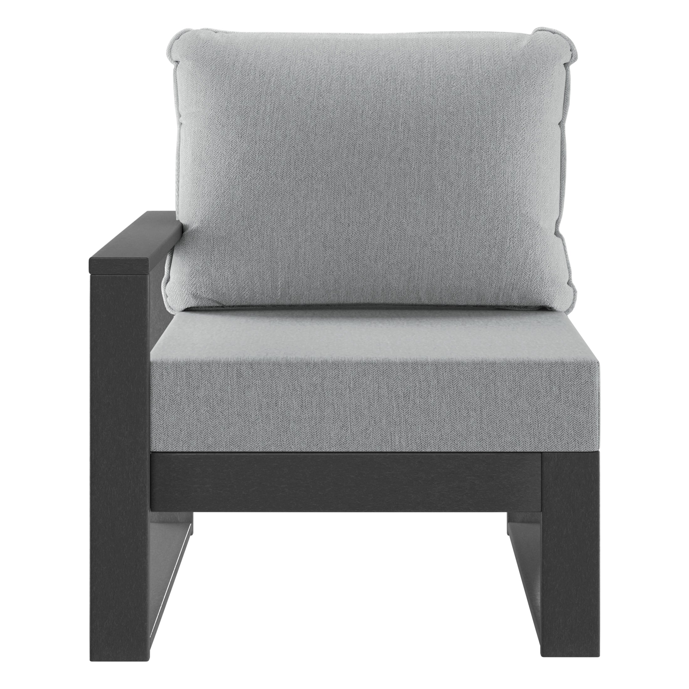Montara Outdoor HDPE Left Arm Sectional Patio Corner Club Chair with Patio Cushions