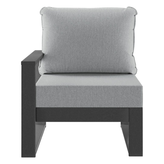 Outdoor HDPE Left Arm Sectional Patio Corner Club Chair with Patio Cushions