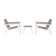 Pacifica 3-Piece Outdoor HDPE Conversation Set with Deep Seating Chairs and Round Side Table