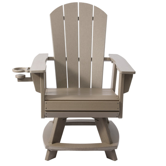 Malibu Outdoor HDPE Swivel Adirondack Patio Dining Chair With Cup Holder
