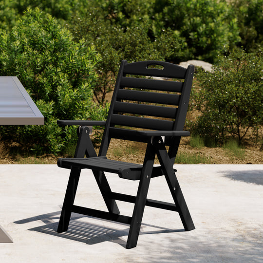 Malibu HDPE Adjustable Highback Folding Patio Dining Chair