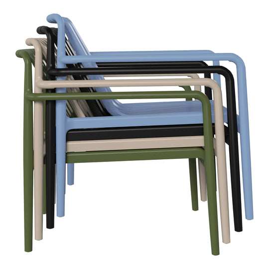 Playa Outdoor Modern Stackable Plastic Patio Club Armchairs (Set of 2)