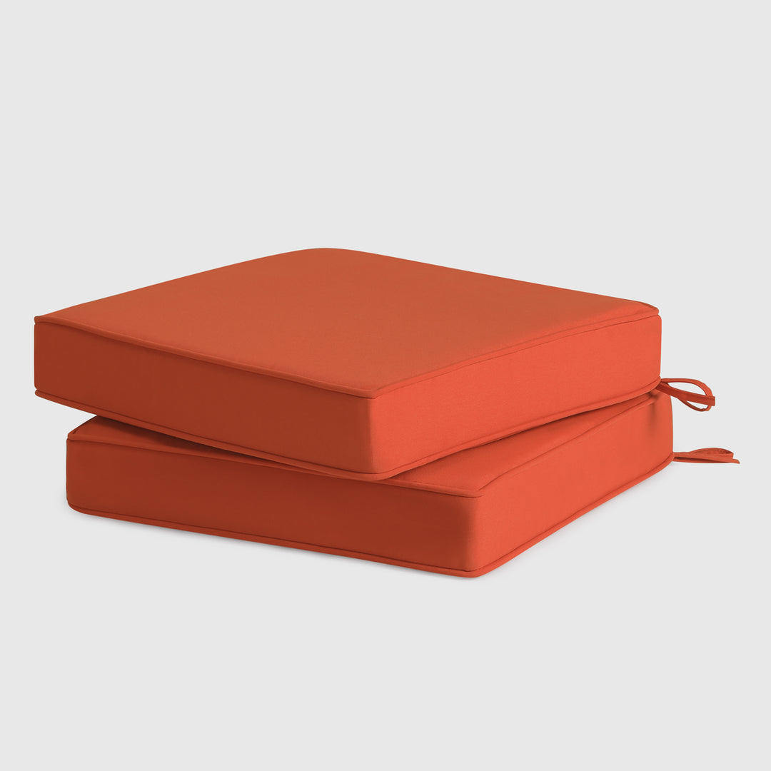 Solace Outdoor Patio Furniture Seat Chair Square Cushions with Piping. Set of 2, 20" x 19"