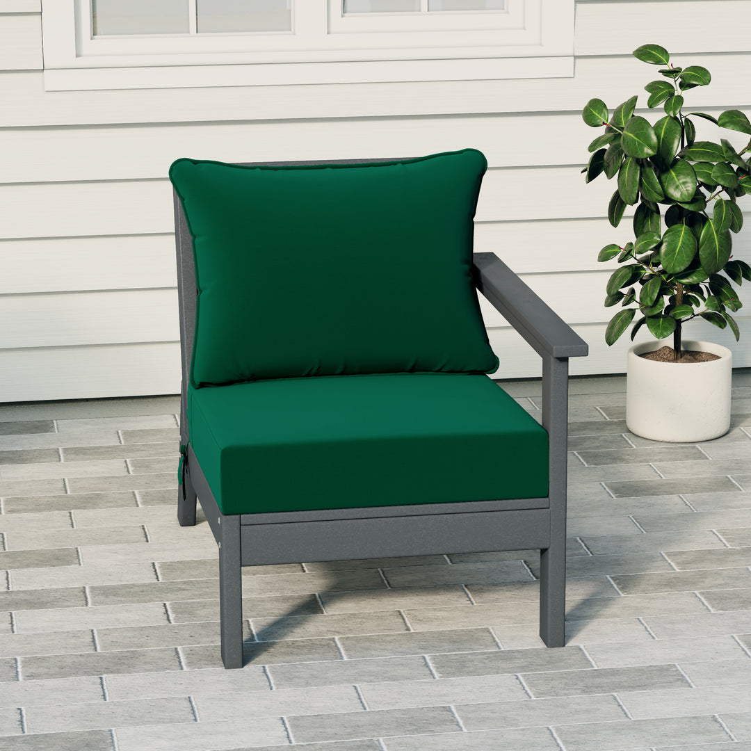 Avalon Outdoor Patio HDPE Right Arm Sectional Corner Club Chair with Patio Cushions