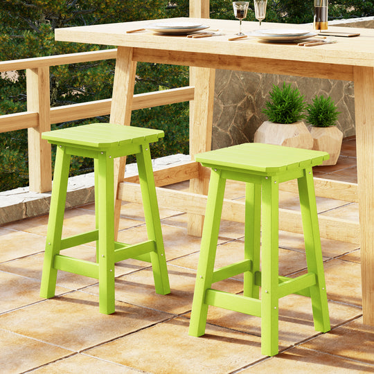 Malibu 24" HDPE Outdoor Patio Square Counter Height Bar Stool (Set of 2)