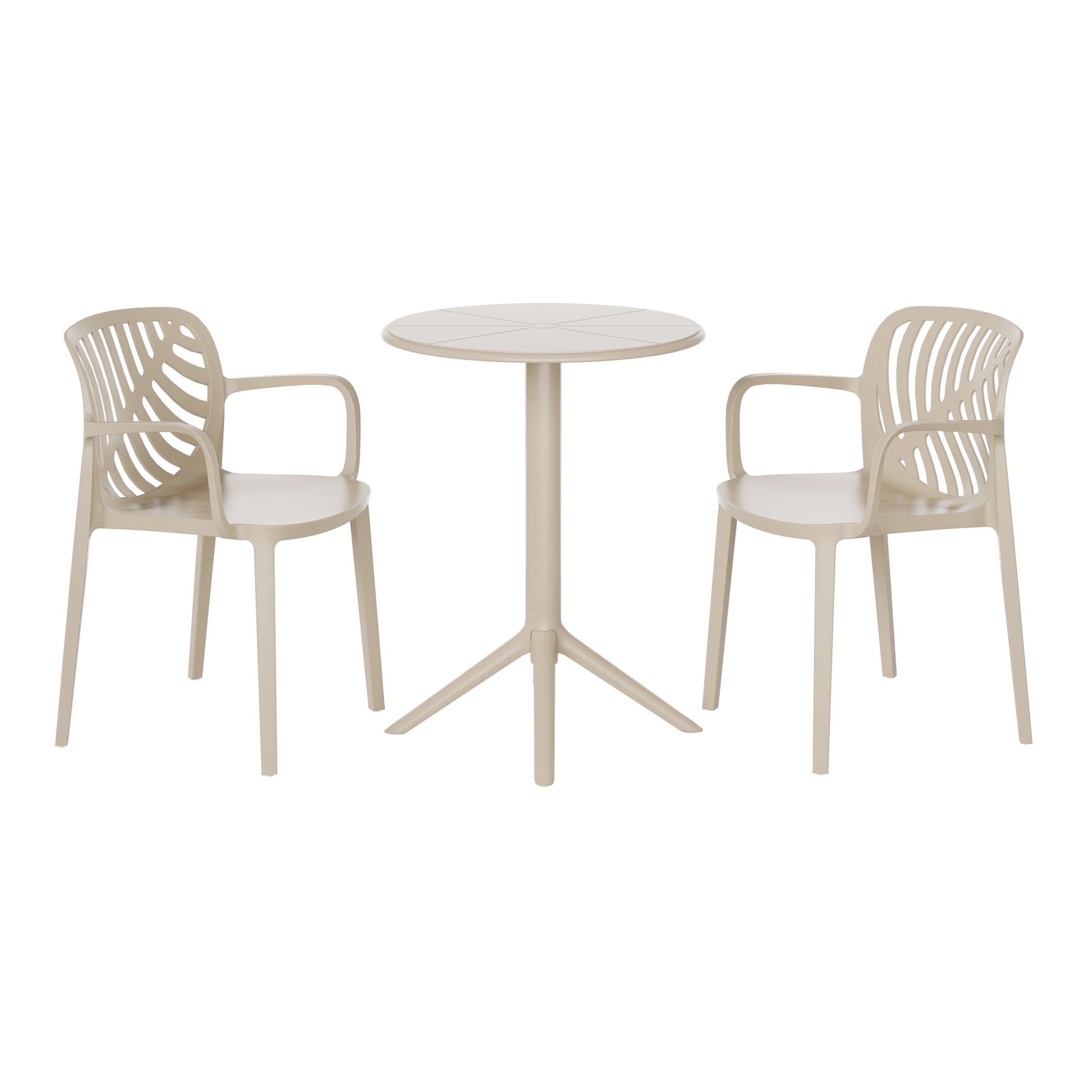Playa 3-Piece Outdoor Resin Patio Bistro Table Set with Stackable Patio Dining Side Chairs For 2