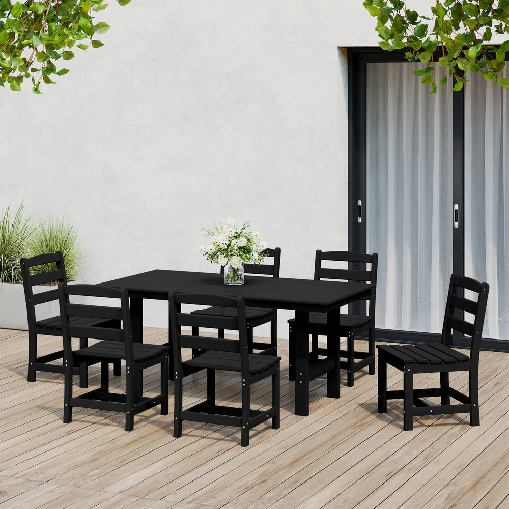 Ashore 7-Piece HDPE Outdoor Rectangular Patio Dining Table Set with Side Chairs