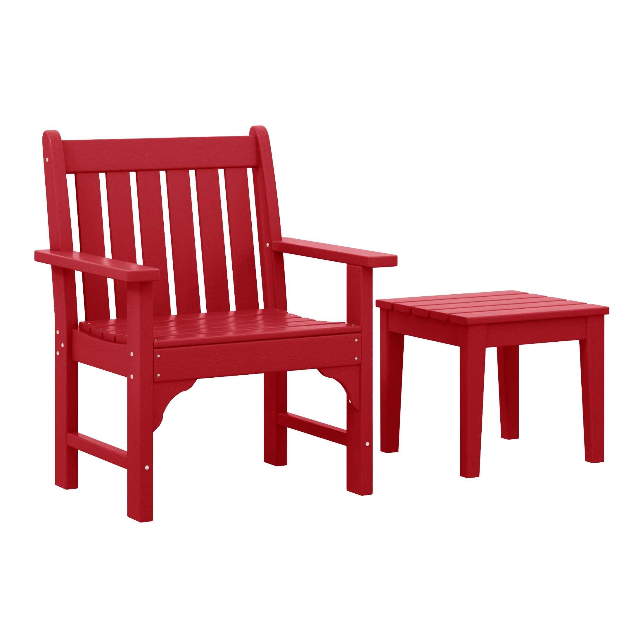 Malibu Outdoor Patio 2-Piece HDPE Adirondack Garden Chair with Square Adirondack Side Table Set