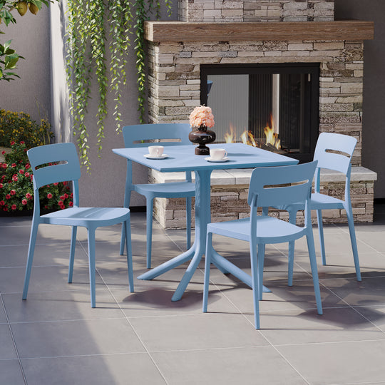 Playa Modern 5-Piece Resin Patio Dining Table Set with Stackable Patio Dining Chairs