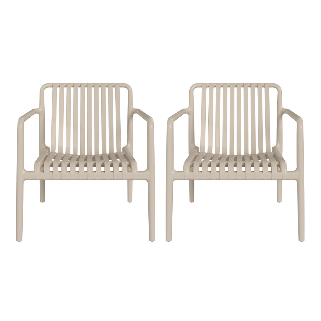 Playa Outdoor Modern Stackable Plastic Patio Club Armchairs (Set of 2)