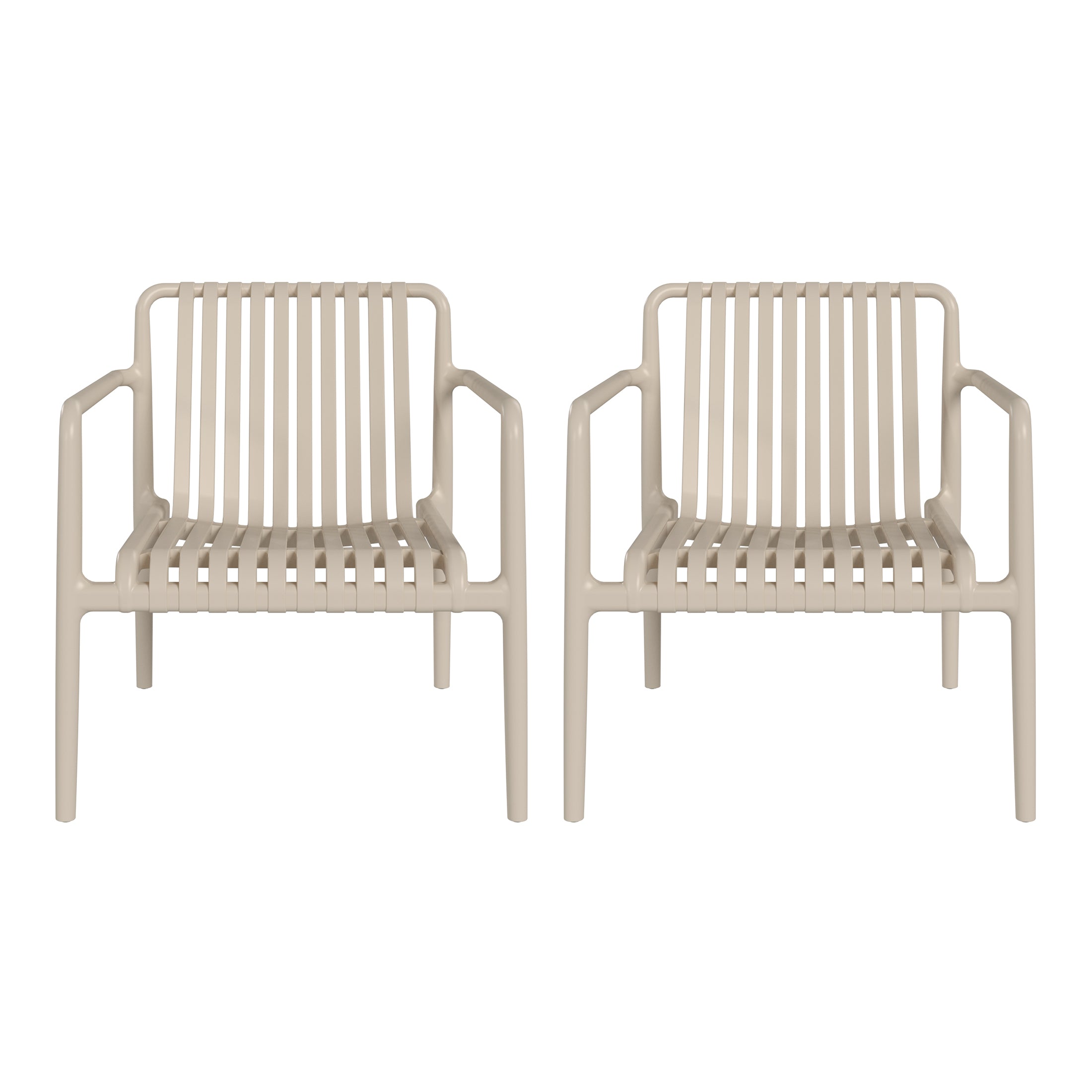 Playa Outdoor Modern Stackable Plastic Patio Club Armchairs (Set of 2)