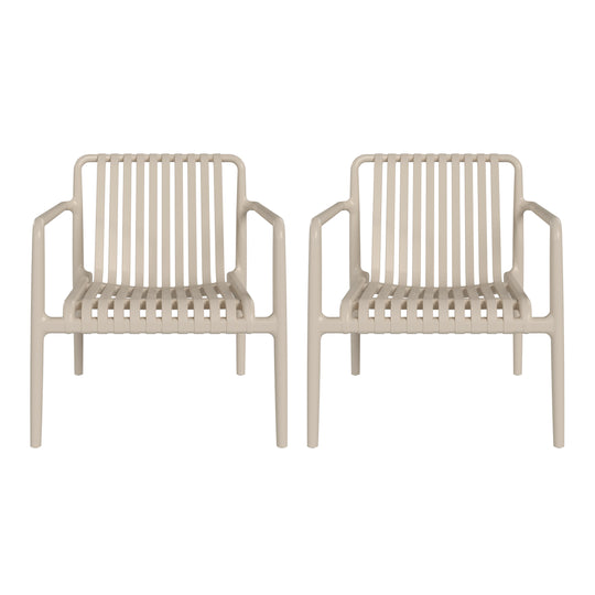 Playa Outdoor Modern Stackable Plastic Patio Club Armchairs (Set of 2)