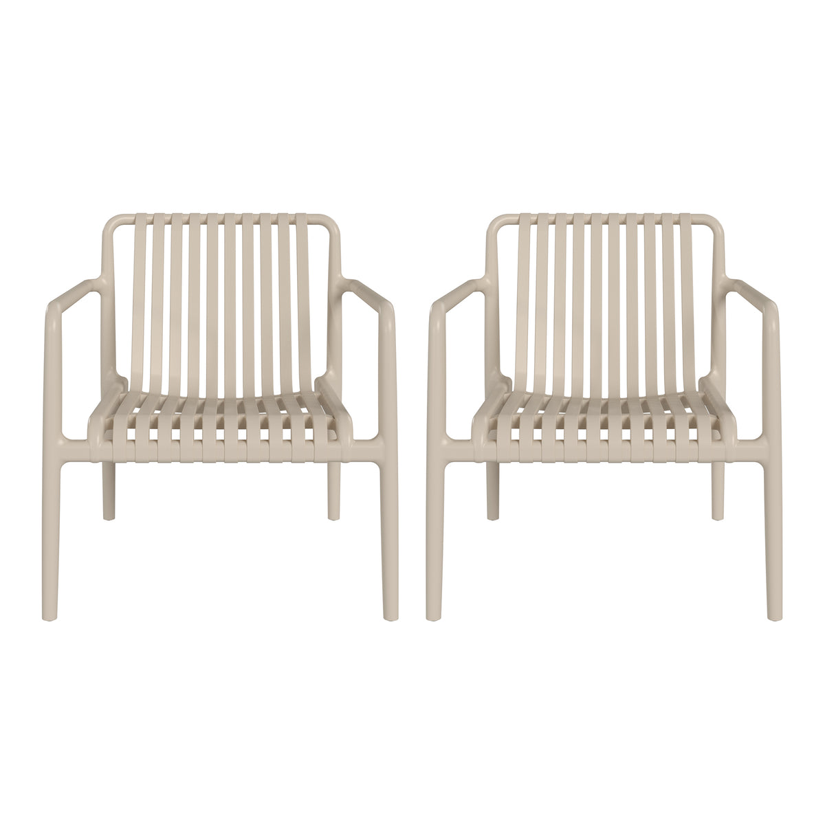 Playa Outdoor Modern Stackable Plastic Patio Club Armchairs (Set of 2)