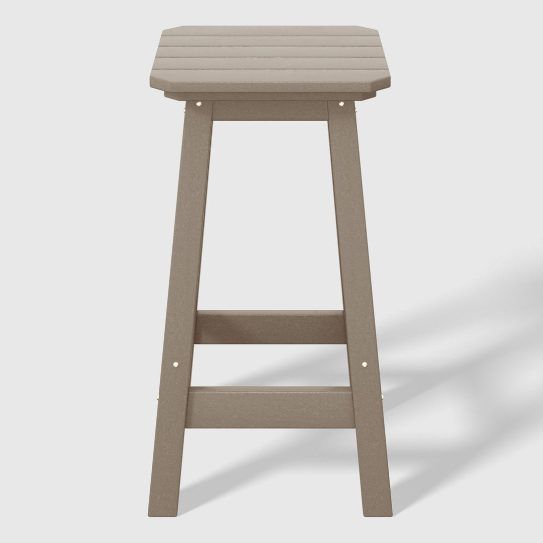 Malibu 24" HDPE Outdoor Patio Counter High Backless Square Bar Stools Set of Three