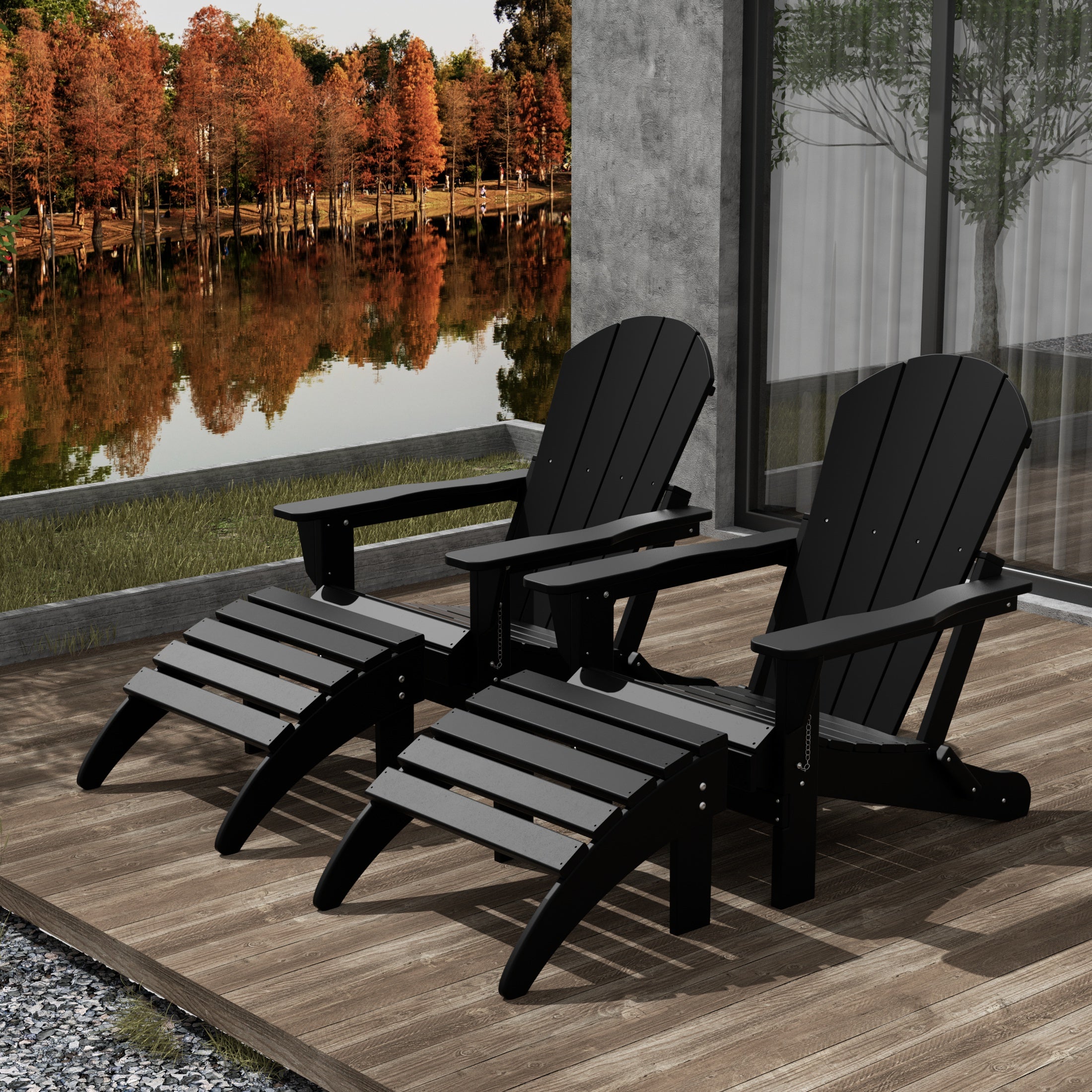 Malibu 4-Piece set classic Adirondack chairs with ottoman (2 seater)