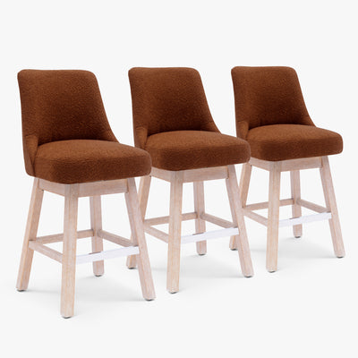 Genevieve 26" Upholstered Swivel Counter Height Bar Stools (Set of 3)