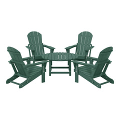 Malibu 5-Piece HDPE Folding Adirondack Chair Outdoor Patio Conversation Set